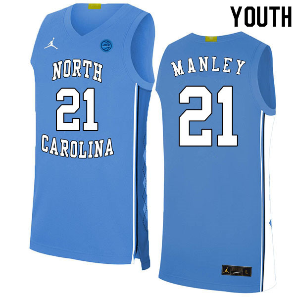 2020 Youth #21 Sterling Manley North Carolina Tar Heels College Basketball Jerseys Sale-Blue - Click Image to Close